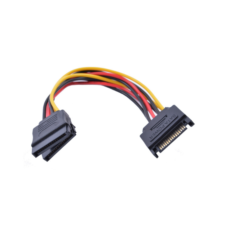 15 Pin SATA Male to 2 SATA Female cord Power Splitter